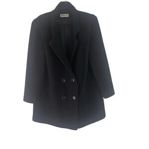 Herman Kay Vintage 90s Plus Size 14W Black Wool Blend Double Breasted Jacket